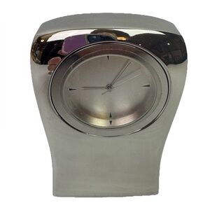 Brush Silver Heavy Torso Desk Clock Paperweight Office Decor 3”x2”